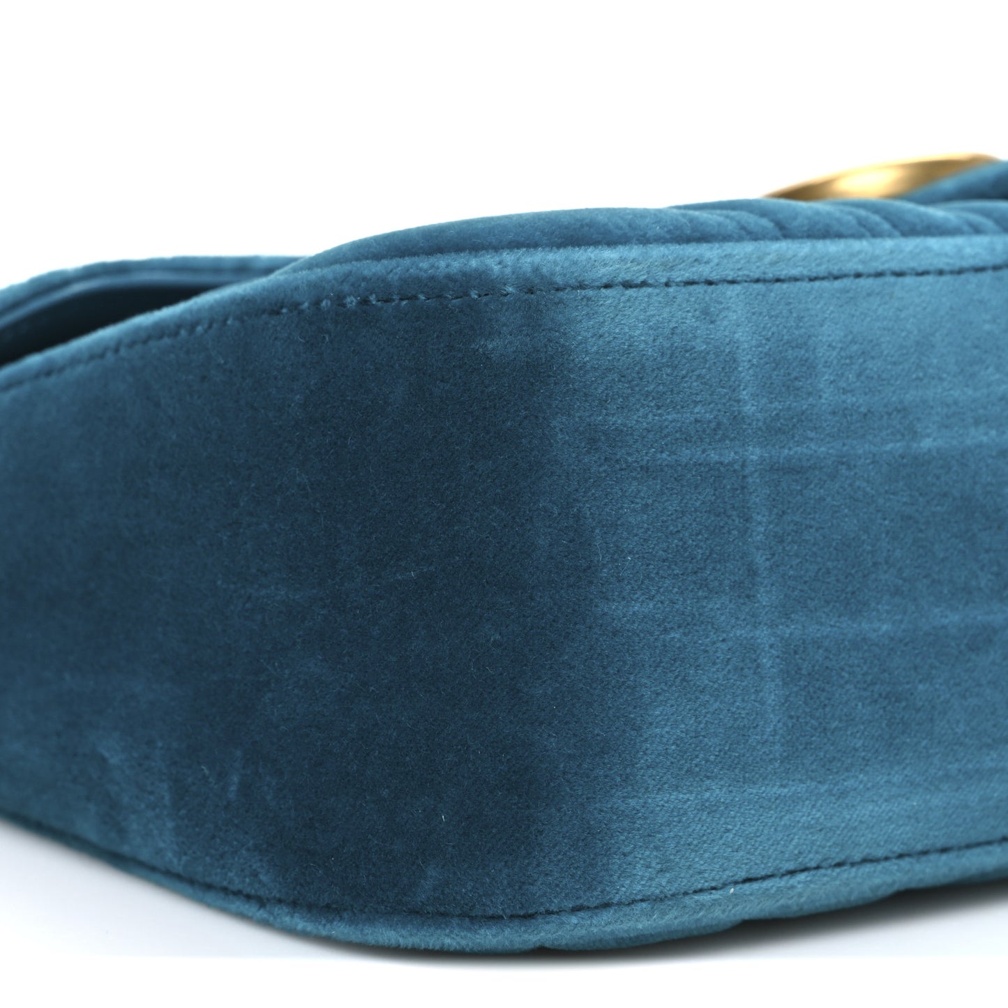 Velvet Matelasse Small GG Marmont Shoulder Bag Pavone Cyan