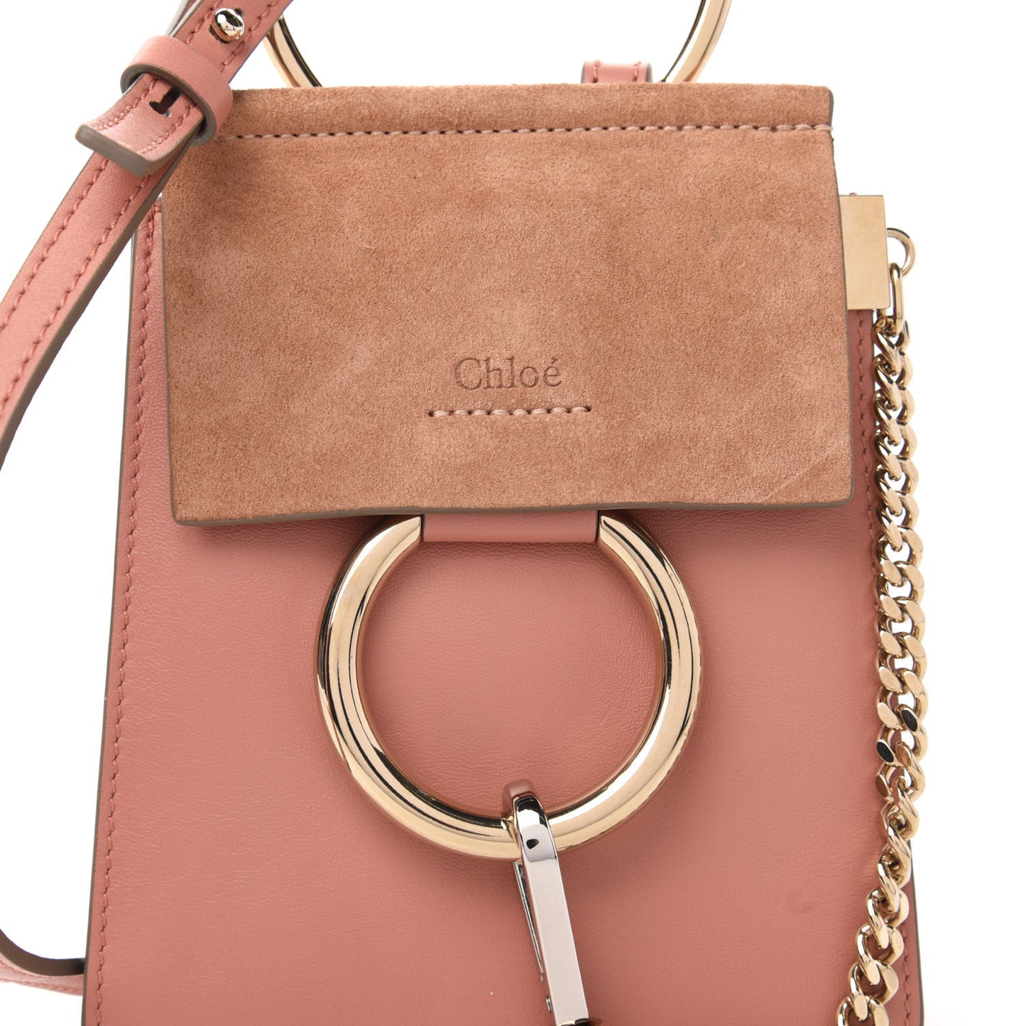 Suede Calfskin Mini Faye Bracelet Bag Ideal Blush