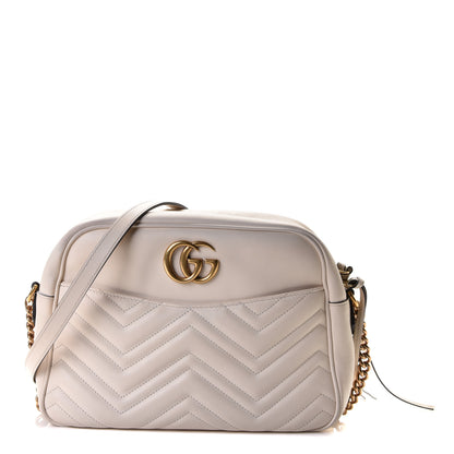 Gucci Calfskin Matelasse Medium GG Marmont Chain Shoulder Bag Mystic White 1 of 12