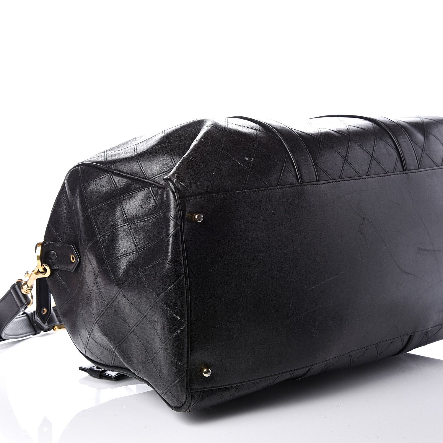 Chanel Calfskin Stitched Duffel Bag Black 9 of 21