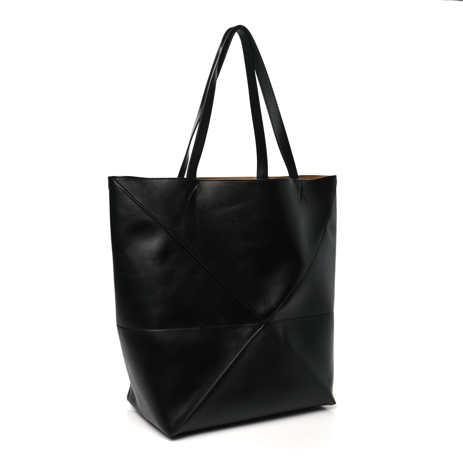 Loewe Shiny Calfskin Large Puzzle Fold Tote Black 3 of 9