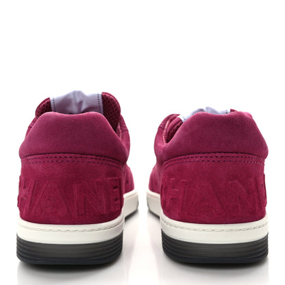 Chanel Suede Calfskin Logo Sneakers 39 Dark Pink 5 of 10