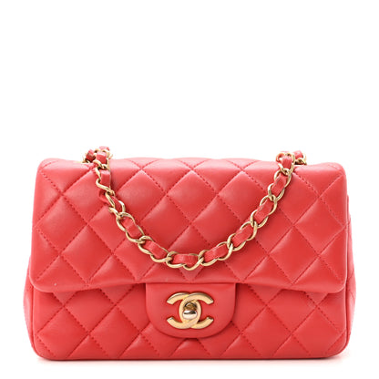 Chanel Lambskin Quilted Mini Rectangular Flap Red 1 of 10