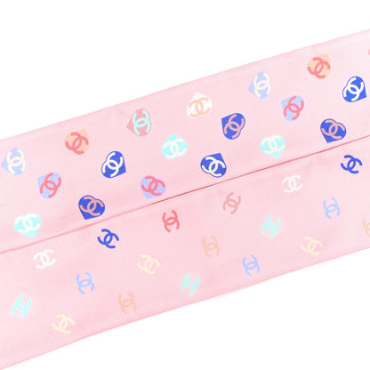 Chanel Silk Heart CC Slim Bandeau Scarf Pink 3 of 4