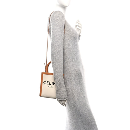 Celine Canvas Calfskin Mini Vertical Cabas Natural Tan 2 of 9