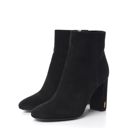 Saint Laurent Suede Loulou Ankle 95 Zip Boot 38.5 Black 3 of 11
