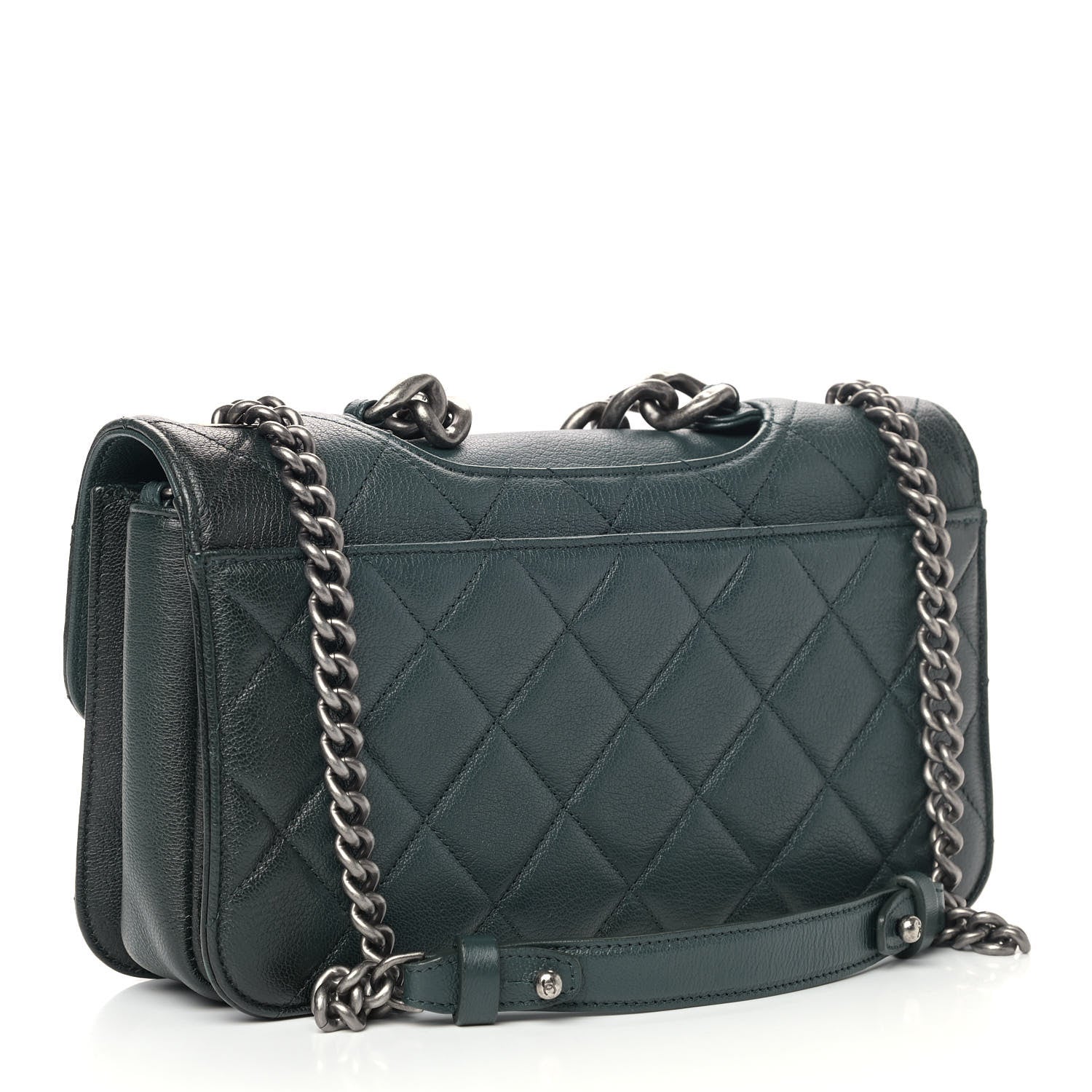 Chanel Faded Goatskin Quilted Medium Perfect Edge Flap Green 2 of 5