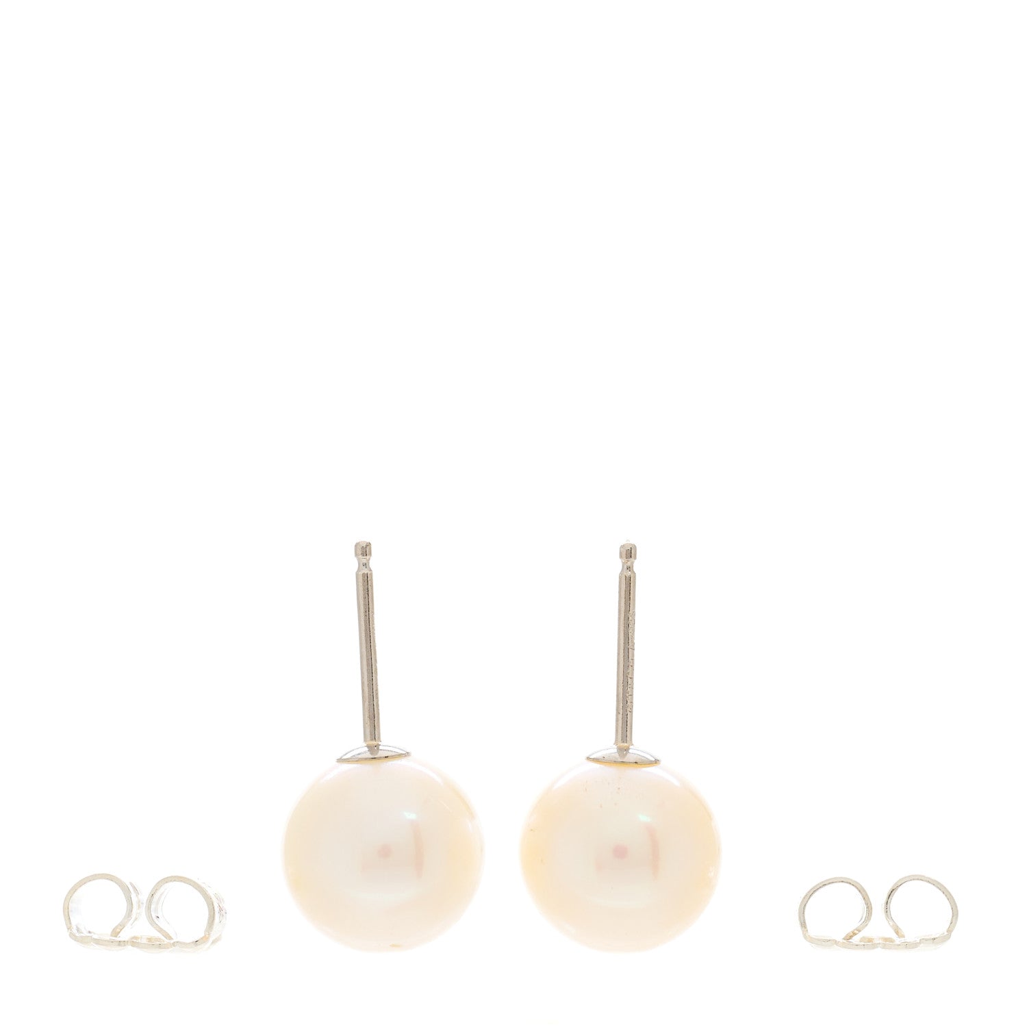 Tiffany Sterling Silver Freshwater Pearl 7-8mm Ziegfeld Earrings 3 of 5