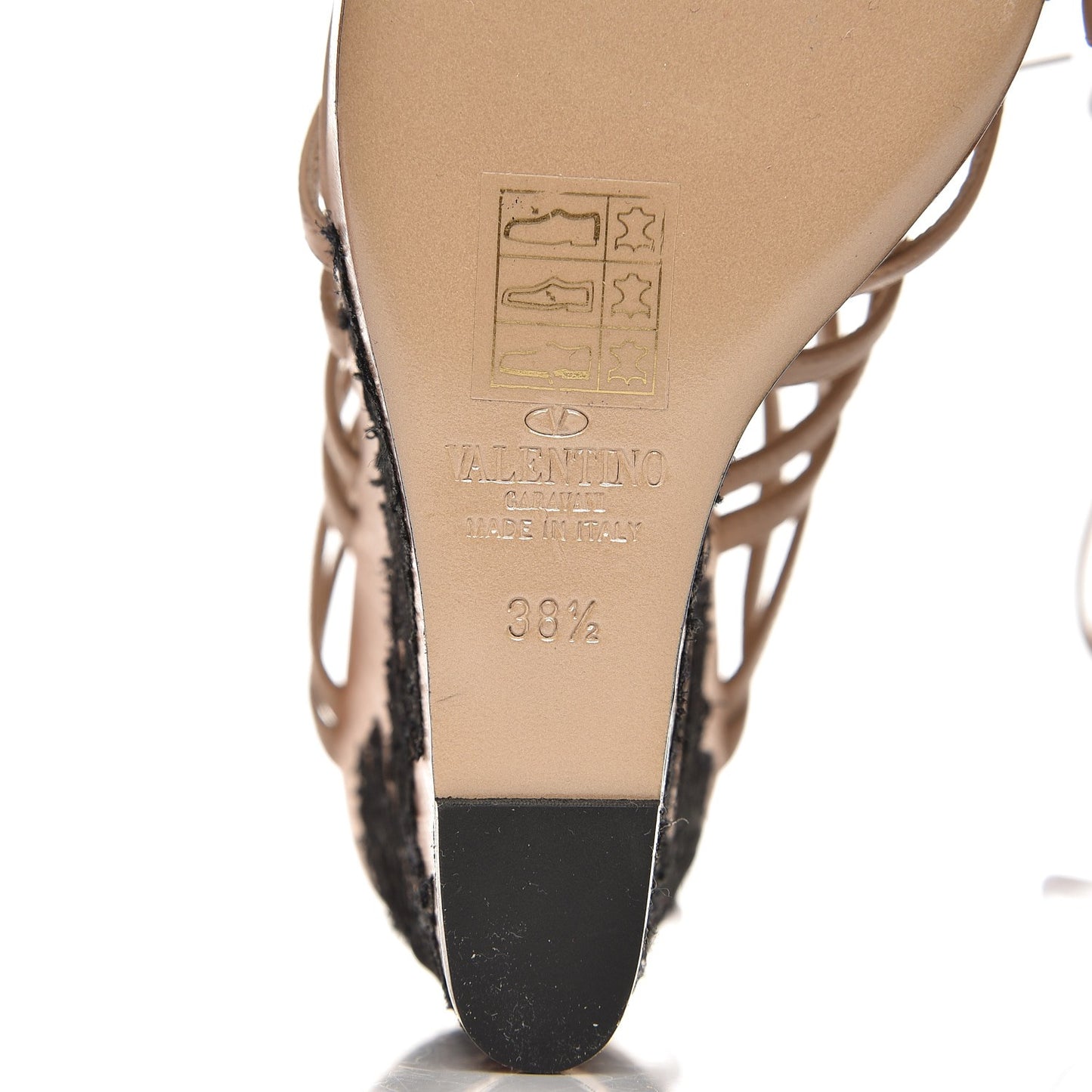 Calfskin Lace Applique Wood Wedge Sandals 38.5 Poudre