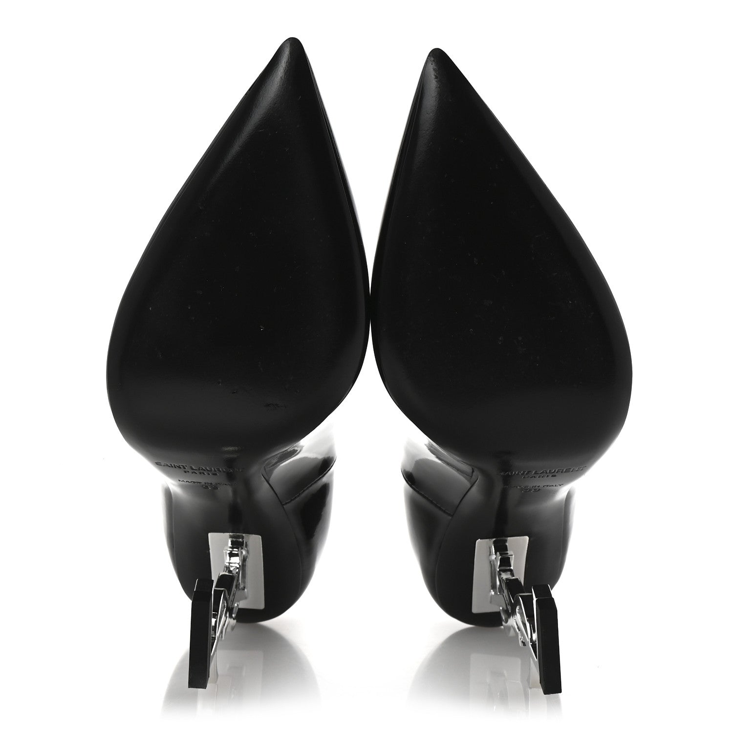 Saint Laurent Patent Opyum 110 Pumps 39 Black Silver 6 of 10