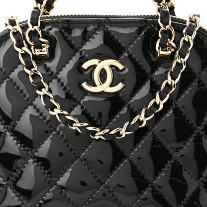 Chanel Patent Calfskin Quilted Shiny Coco Clutch With Chain Black 8 of 10