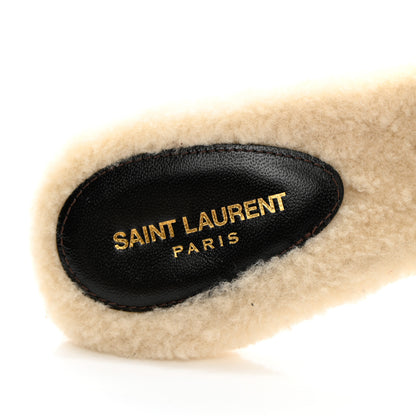 Saint Laurent Shearling Tribute Mule Sandals 37 Naturale 6 of 9