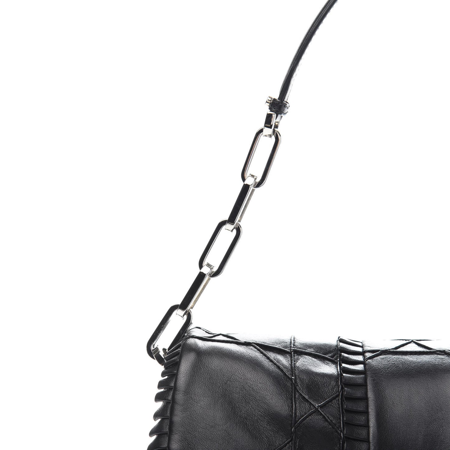 Lambskin Cannage Ruffle New Lock Flap Black