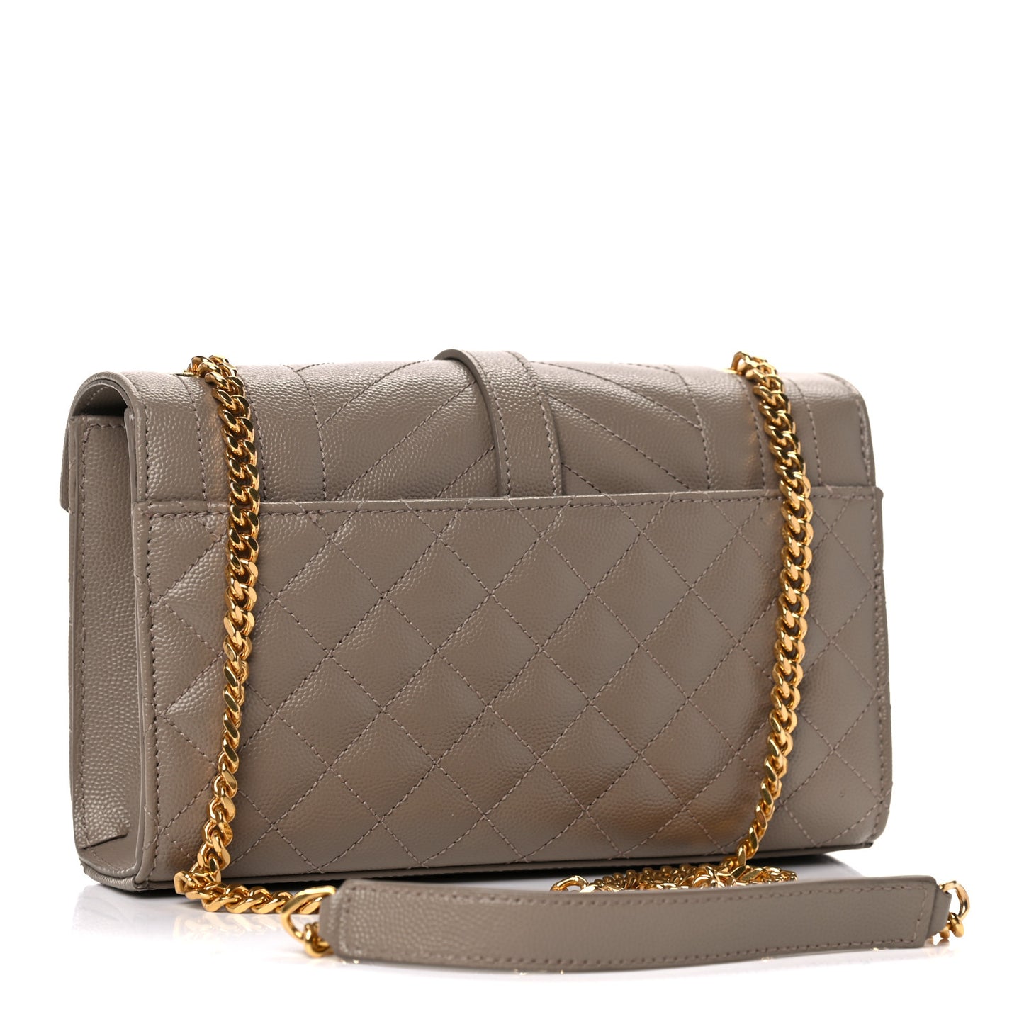 Grain De Poudre Textured Mixed Matelasse Triquilt Small Monogram Satchel Dark Beige