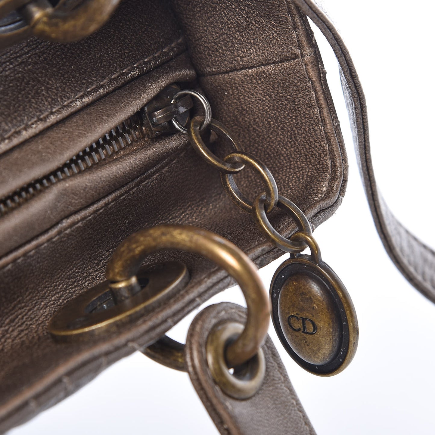 Metallic Lambskin Cannage Medium Lady Dior Bronze