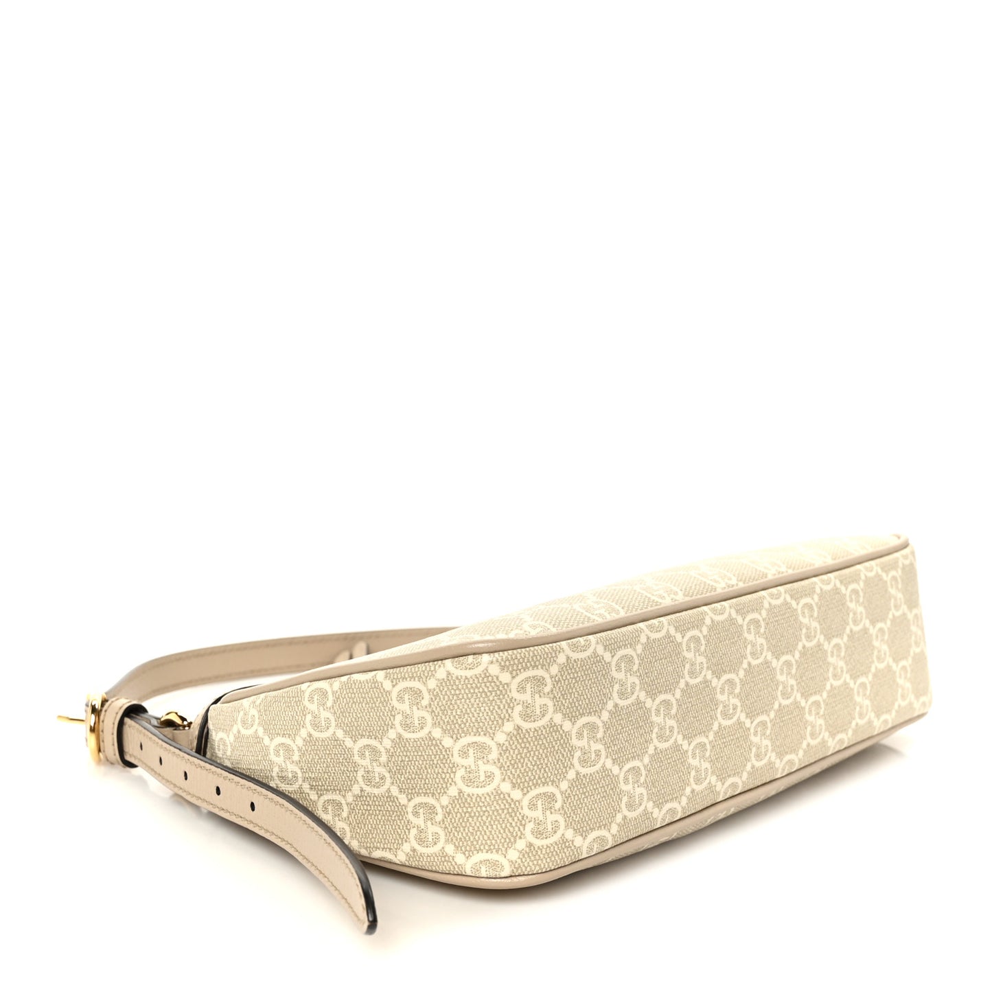 GG Supreme Monogram Textured Dollar Calfskin Small Ophidia Hobo Beige Mystic White Oatmeal