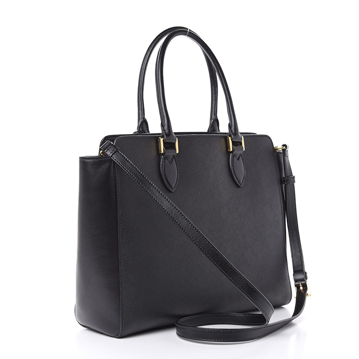 Saffiano Soft Calfskin Zippered Tote Black
