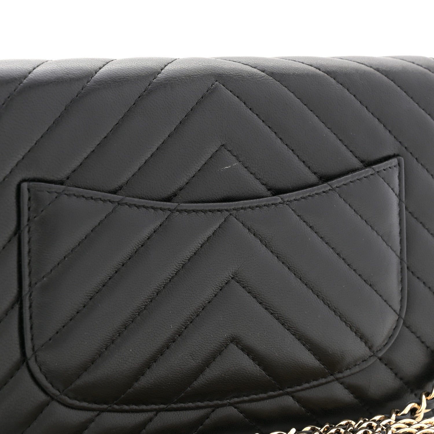Chanel Lambskin Chevron Quilted Wallet On Chain WOC Black 11 of 12