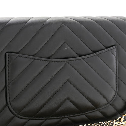 Chanel Lambskin Chevron Quilted Wallet On Chain WOC Black 11 of 12