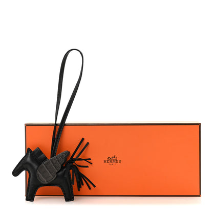 Hermes Milo Lambskin Matte Alligator Touch Grigri Rodeo Pegase Horse Bag Charm PM Black Graphite 5 of 5