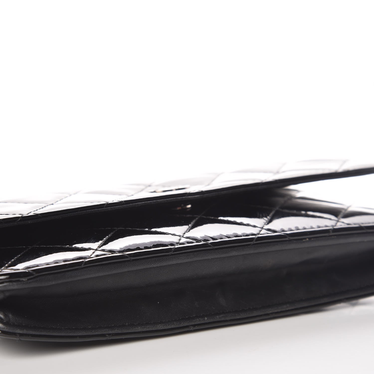 Chanel Patent Quilted Wallet On Chain WOC Black 10 of 14