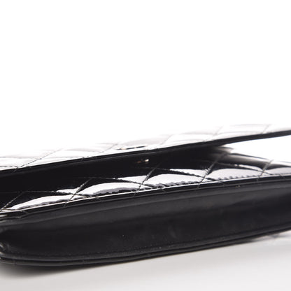 Chanel Patent Quilted Wallet On Chain WOC Black 10 of 14
