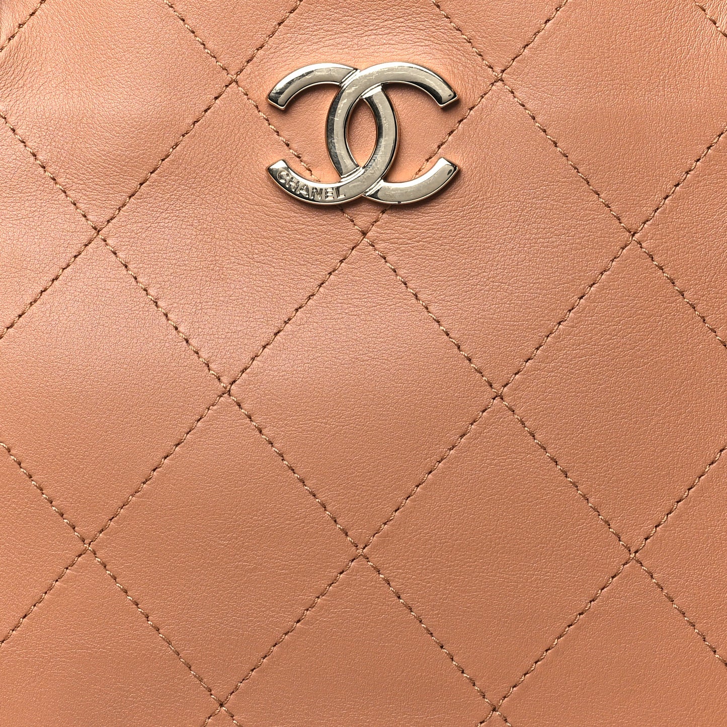 Calfskin Stitched Small Shopping Tote Brown