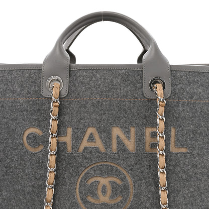 Chanel Wool Felt Large Deauville Tote Grey Beige 8 of 11