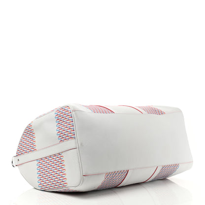 Louis Vuitton Cowhide Damier Spray Keepall Bandouliere 50B White 3 of 8