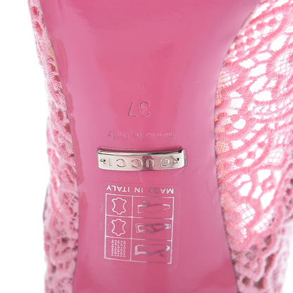 Gucci Lace Pizzo Venice Pumps 37 Sugar Pink 7 of 9