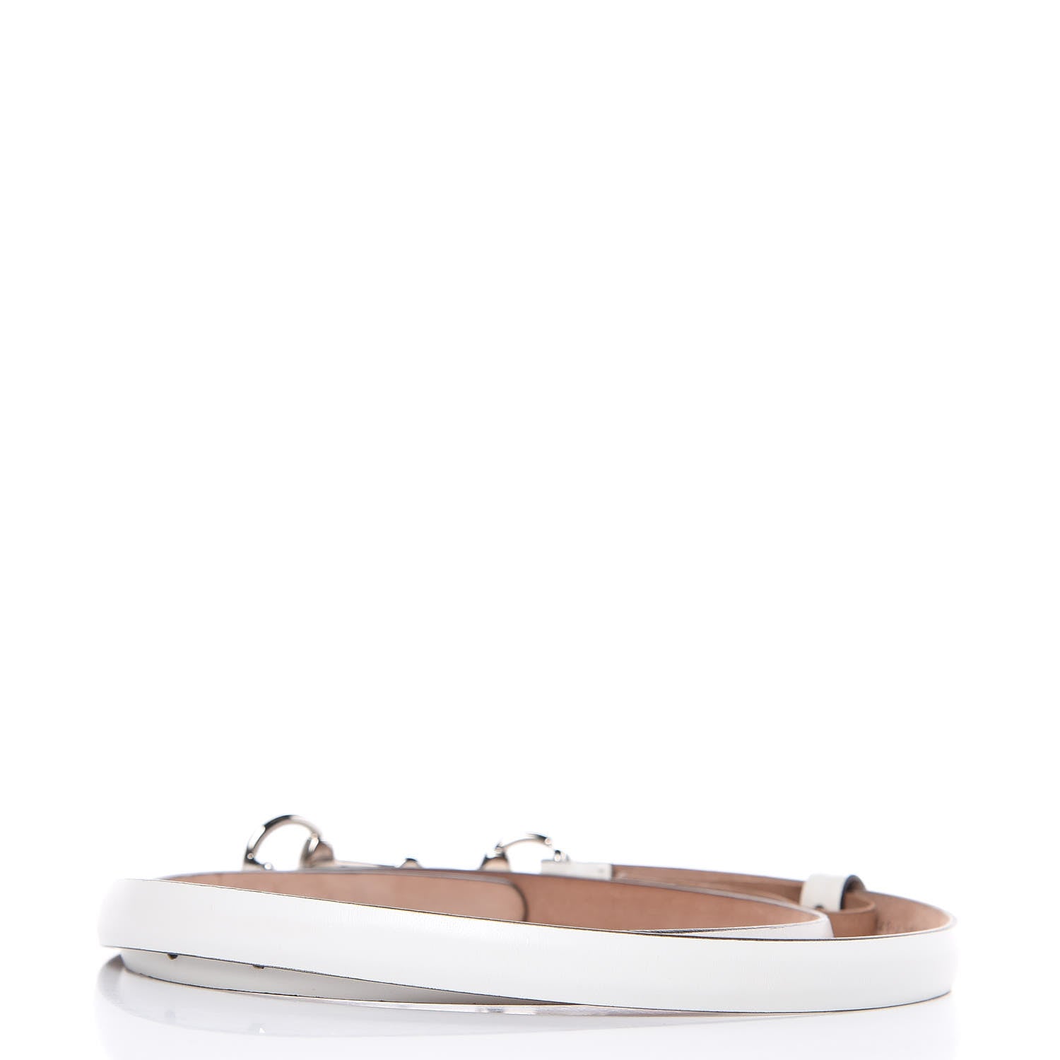 Gucci Calfskin Horsebit Skinny Belt 90 36 White 3 of 8