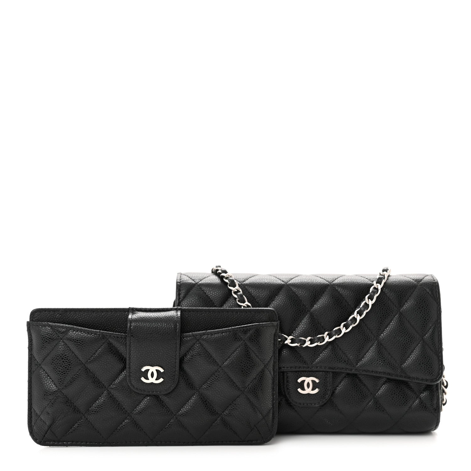 Chanel Caviar Quilted Phone Holder Wallet on Removable Chain Black 1 of 17
