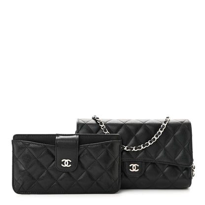 Chanel Caviar Quilted Phone Holder Wallet on Removable Chain Black 1 of 17