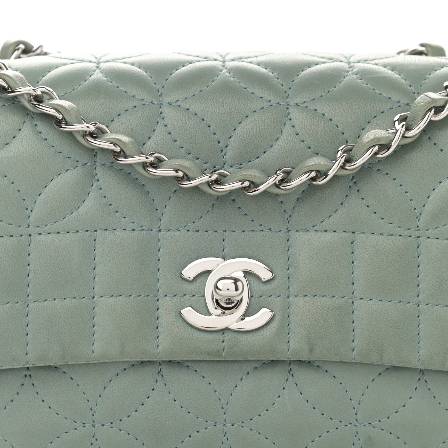 Chanel Lambskin Quilted Lady Graphic Flap Green 8 of 15