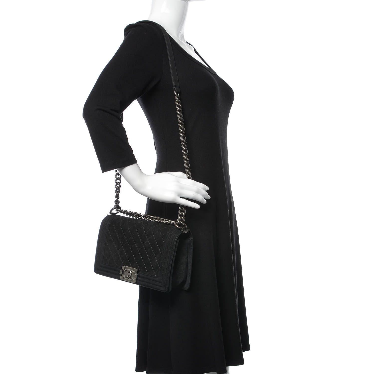 Chanel Iridescent Caviar Quilted Medium Boy Flap Black 2 of 9
