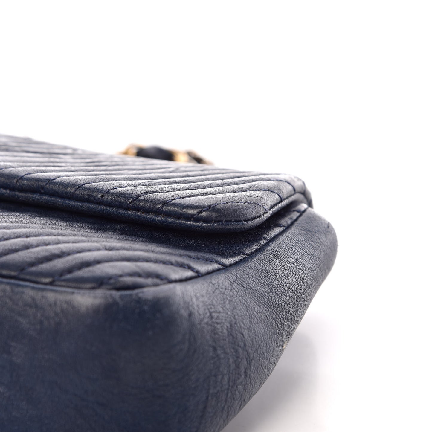 Calfskin Surpique Chevron Small Flap Navy