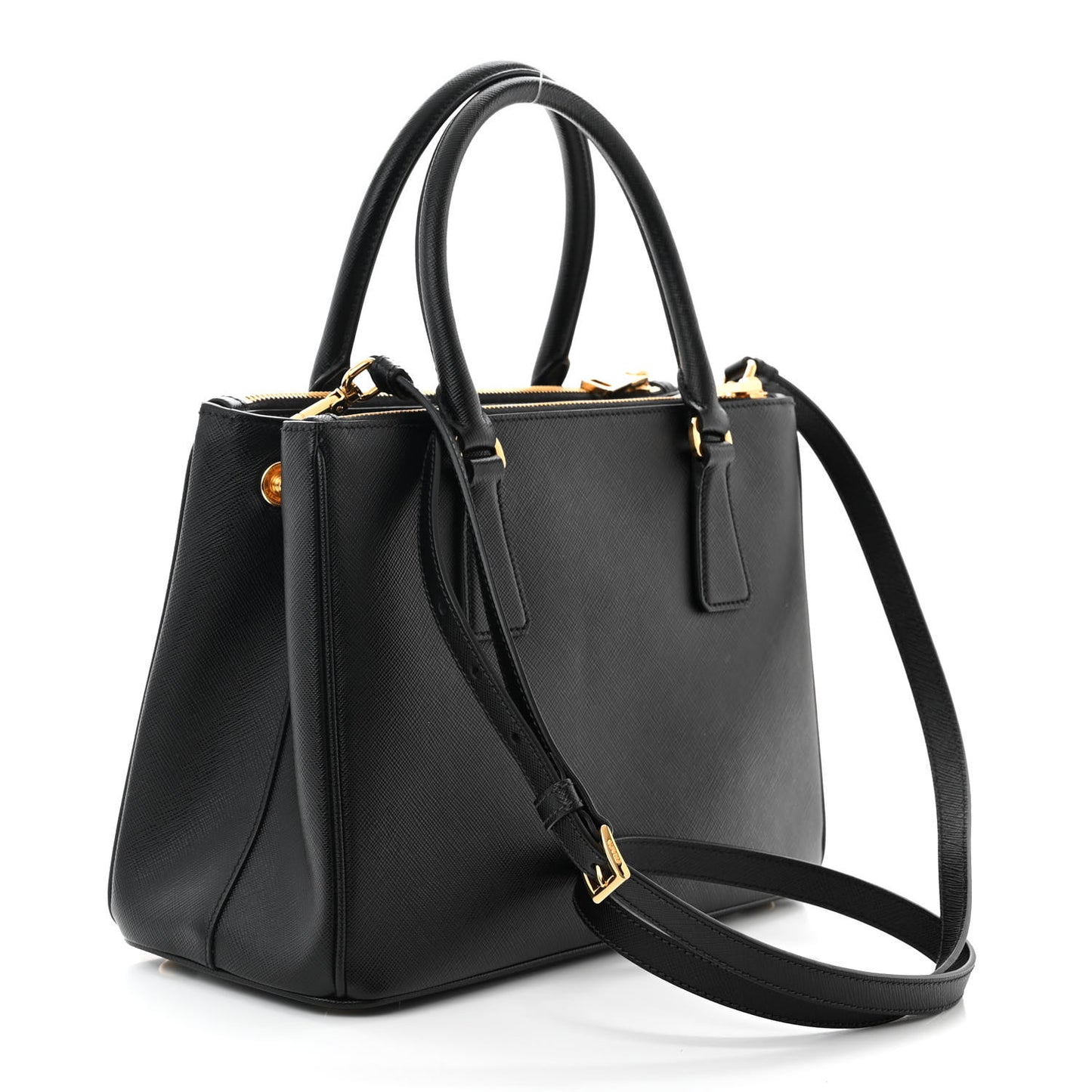 Saffiano Small Galleria Double Zip Tote Black