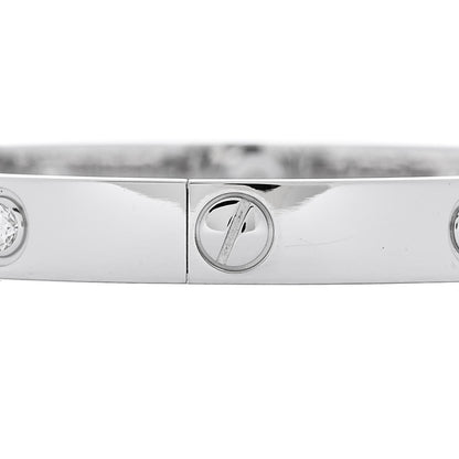 Cartier 18K White Gold 10 Diamond LOVE Bracelet 17 4 of 8
