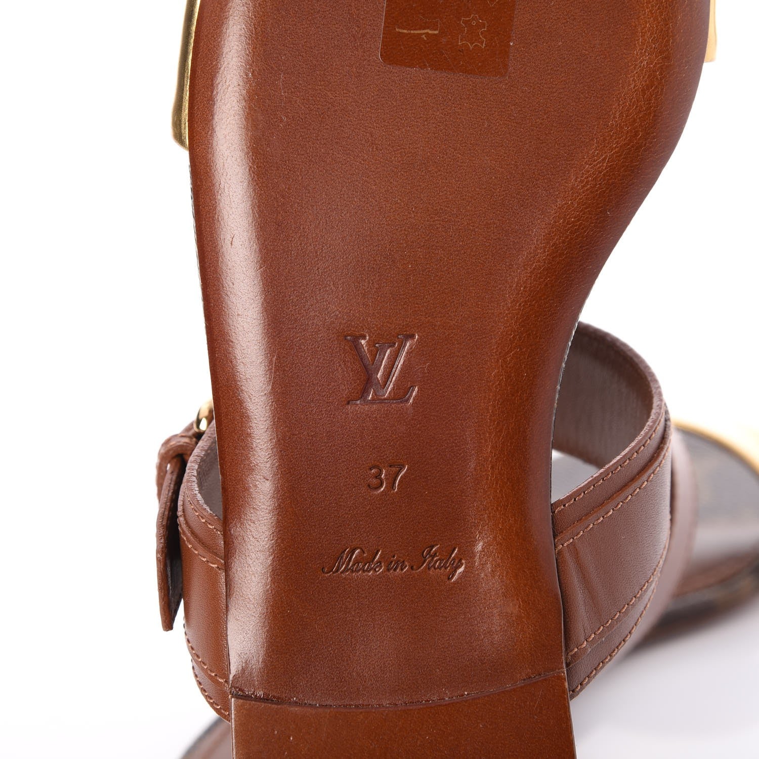 Louis Vuitton Calfskin Monogram Golden Bloom Flat Sandals 37 Gold 8 of 8