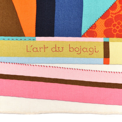 Hermes Cashmere Silk L'Art du Bojagi Shawl 140 Blanc Turquoise Orange 3 of 5