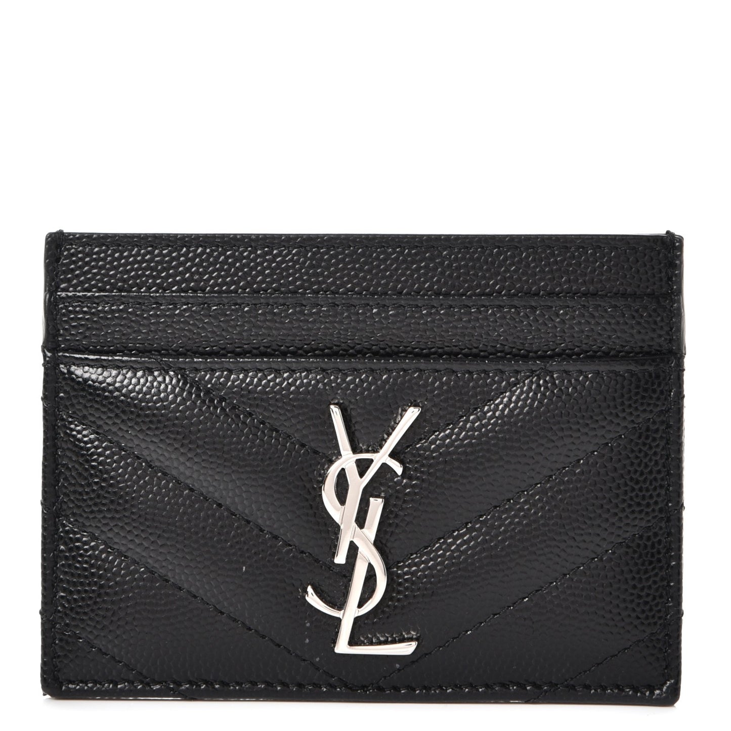 Grain De Poudre Matelasse Chevron Monogram Credit Card Case Black