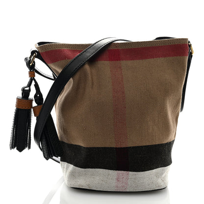 Burberry Canvas Mega Check Mini Ashby Tassel Crossbody Black 3 of 9