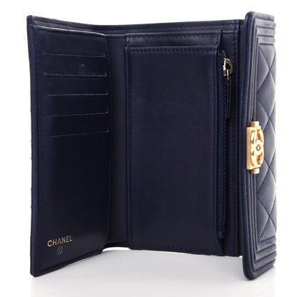 Chanel Lambskin Quilted Medium Boy Flap Wallet Navy 5 of 10