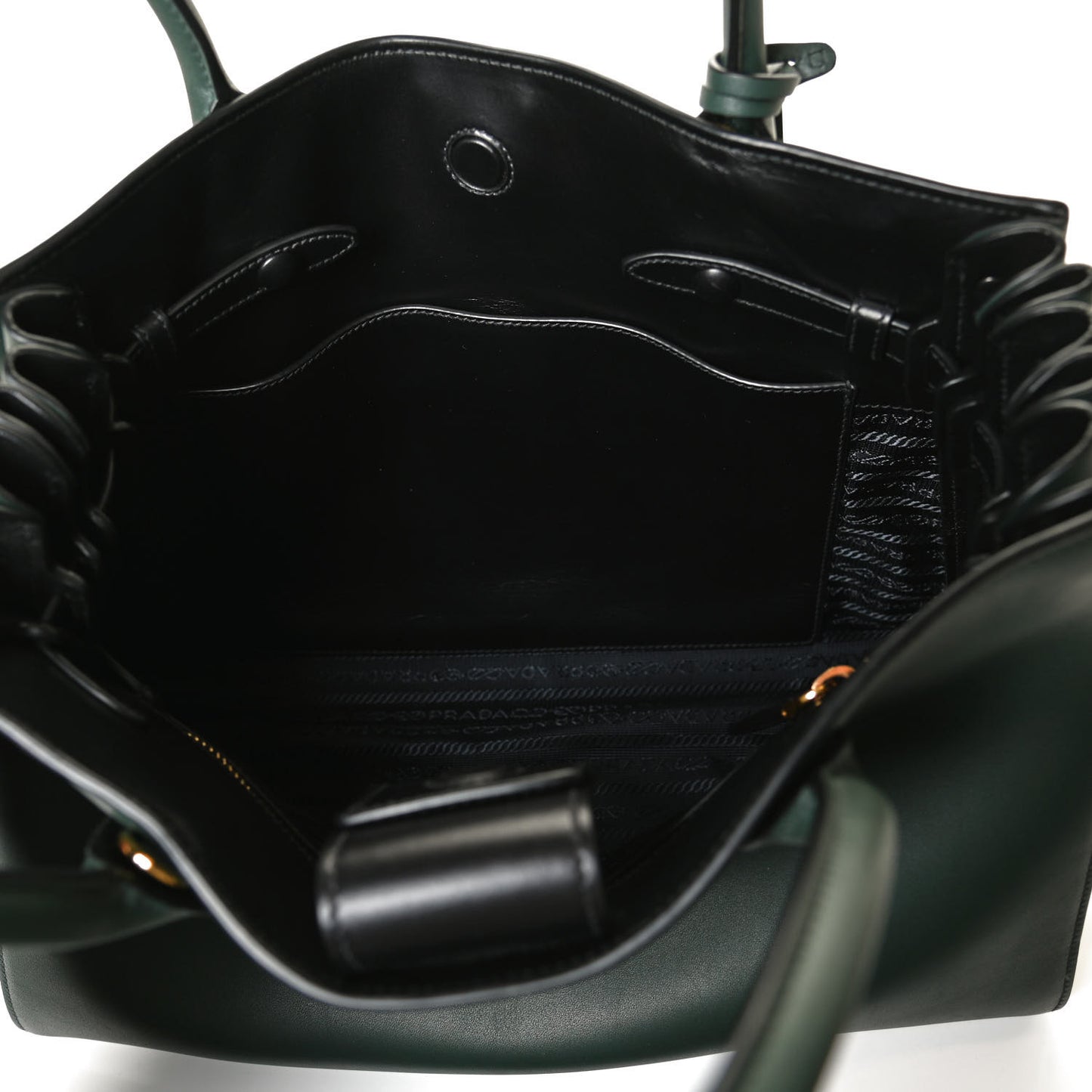 City Calfskin Medium Colorblock Bibliothèque Tote Green Black