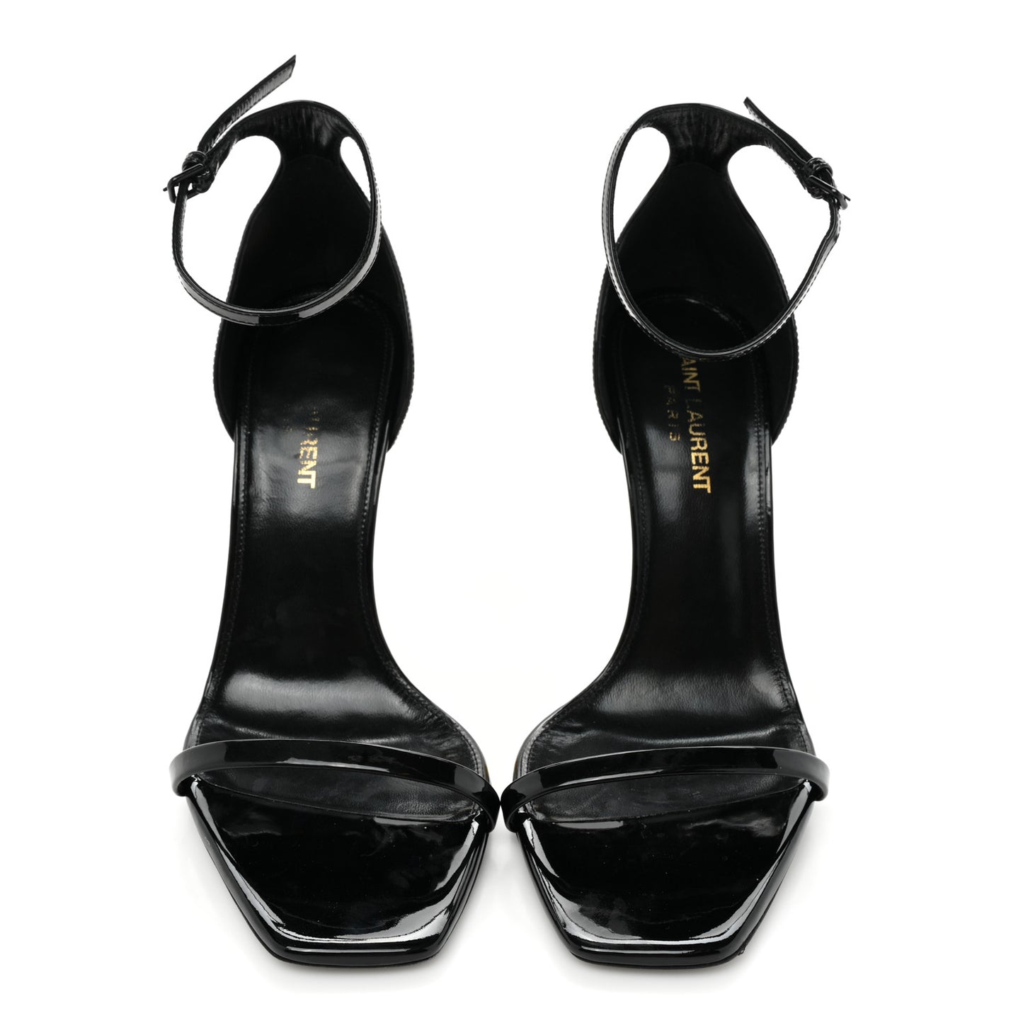 Patent Calfskin Opyum 110 Sandals 38 Black Gold