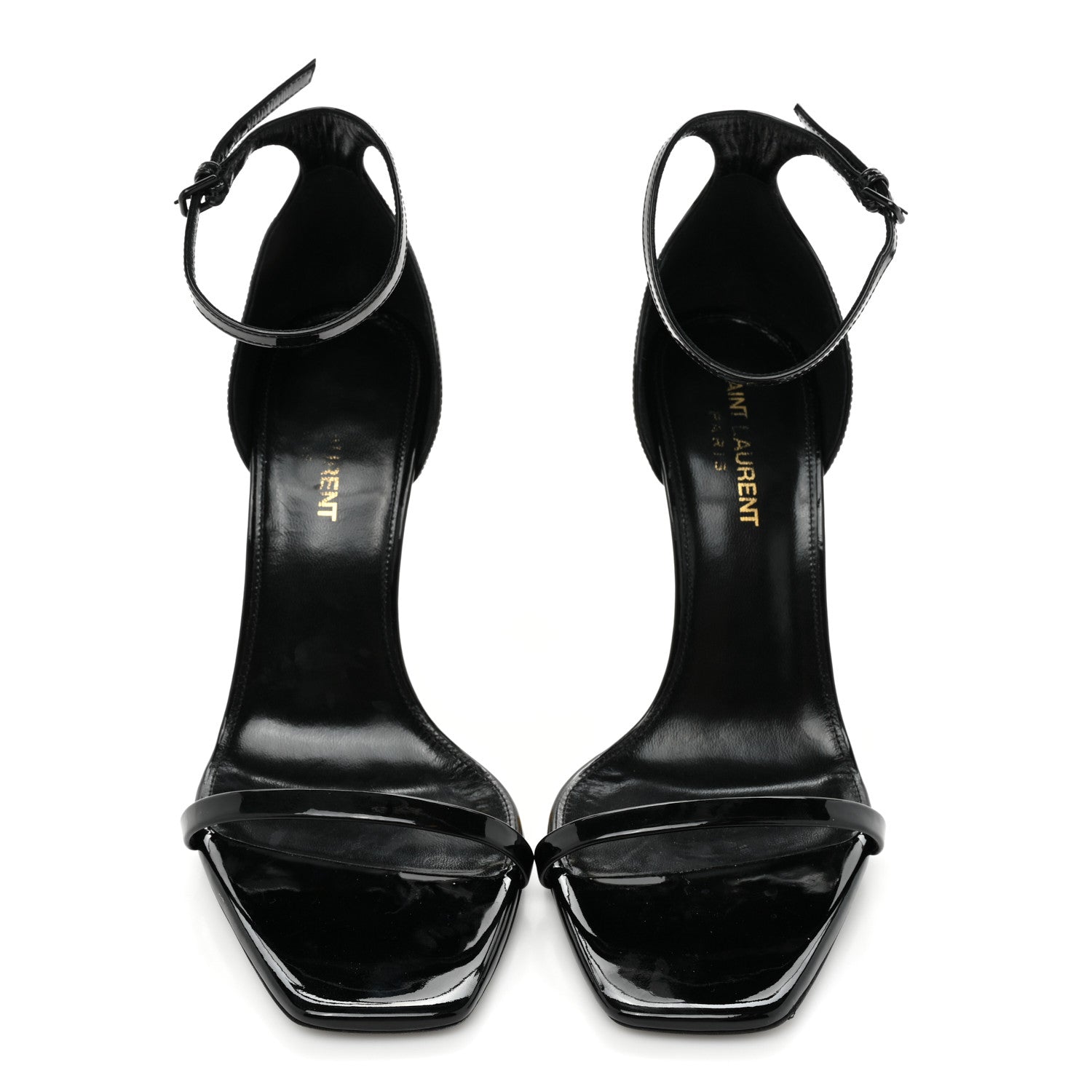 Saint Laurent Patent Calfskin Opyum 110 Sandals 38 Black Gold 2 of 11