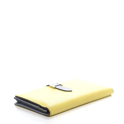 Hermes Epsom Bi-Color Bearn Gusset Wallet Lime Bleu Lin 4 of 8