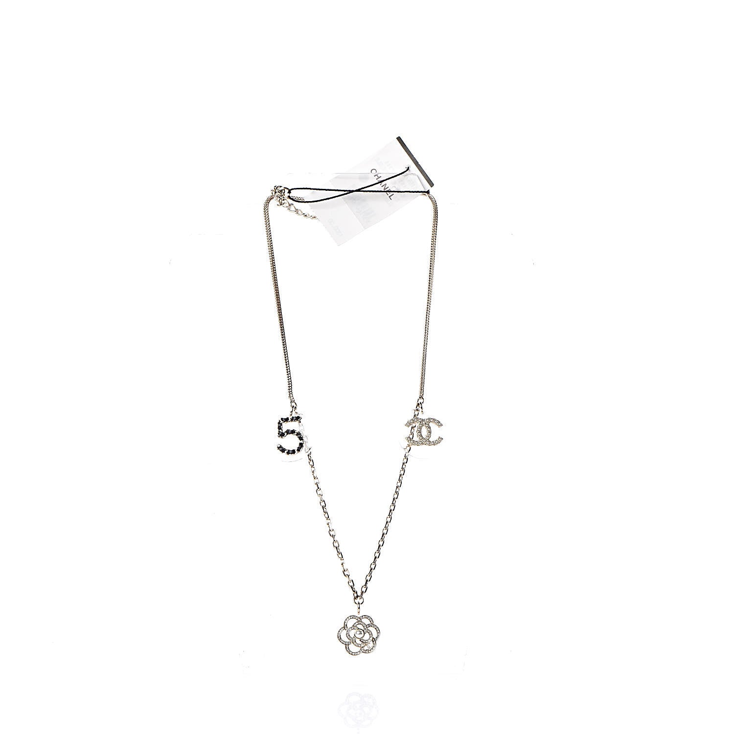 Chanel Crystal Resin Camellia CC Necklace Gold 7 of 9