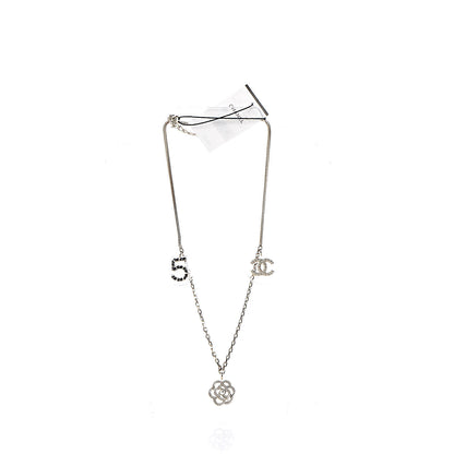 Chanel Crystal Resin Camellia CC Necklace Gold 7 of 9