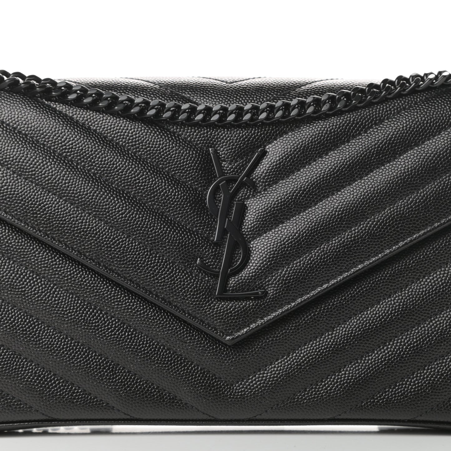 Grain De Poudre Matelasse Chevron Monogram Chain Wallet Black